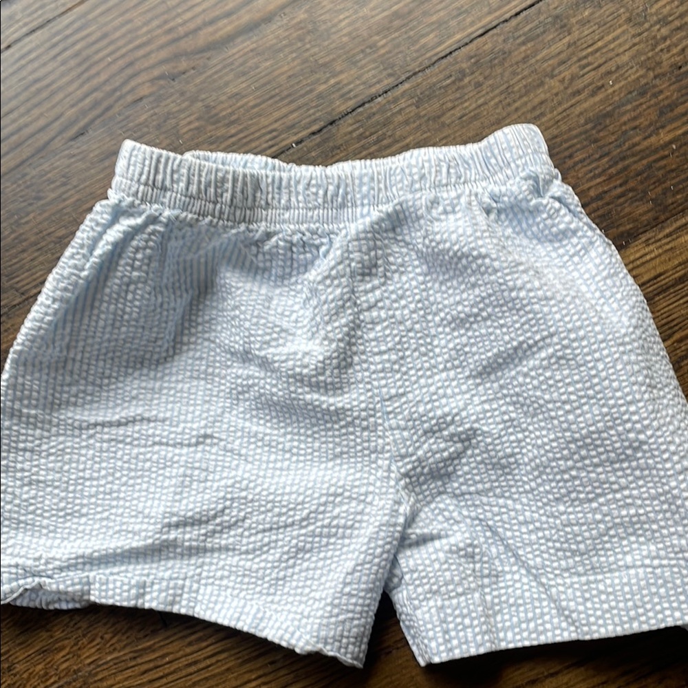 Textured Striped White Shorts